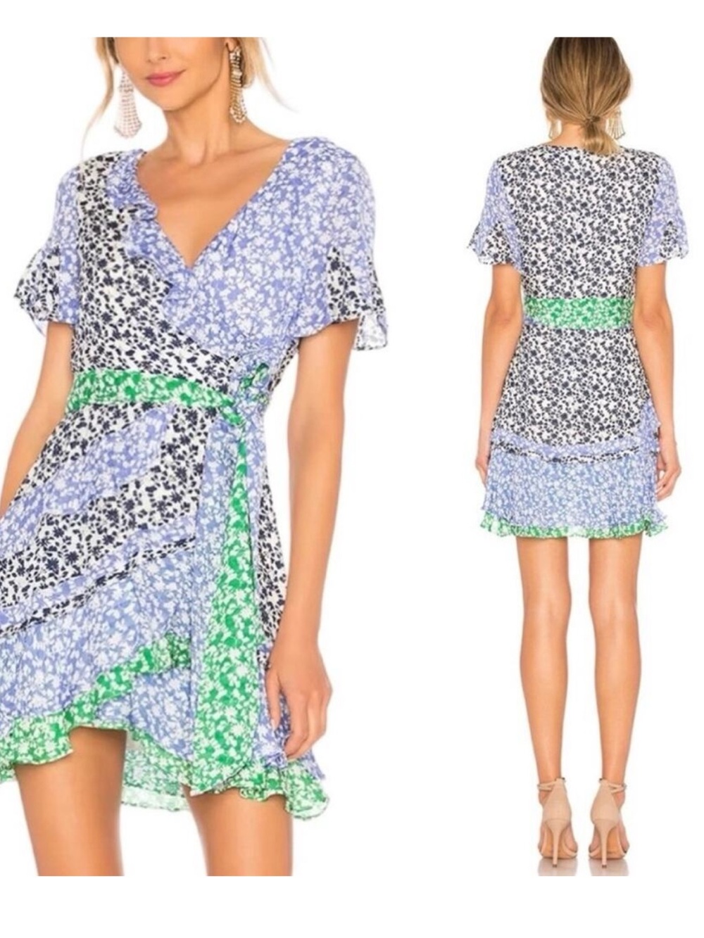 TANYA TAYLOR Bianka Ditzy Mixed Floral Silk Mini Dress 0